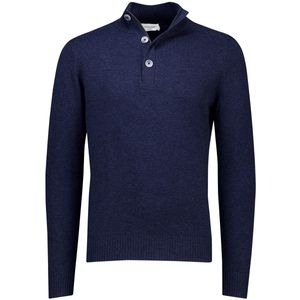 Gentiluomo - Pullovers - Blauw - Normale Fit - Trui met Rits en Knopen