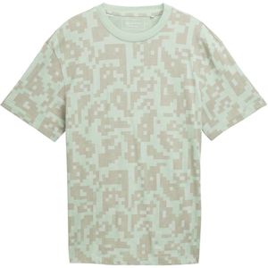 TOM TAILOR DENIM - Shirt - Lichtgrijs - Normale Pasvorm - Kwartmouw