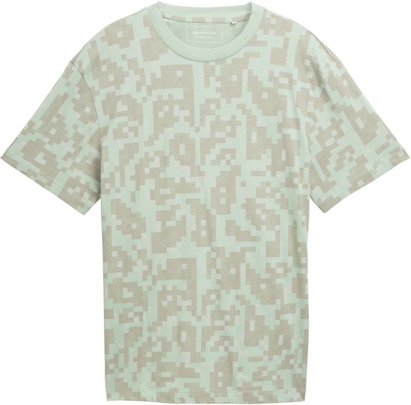 TOM TAILOR DENIM - Shirt - Lichtgrijs - Normale Pasvorm - Kwartmouw