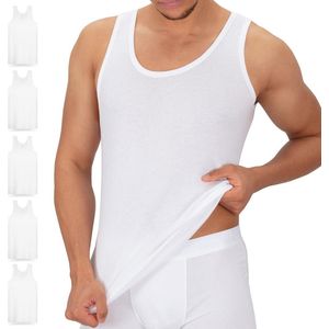 Heren Tanktop Set van 5 - Fijn Geribbeld onderhemd zonder naden