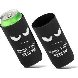 Kwmobile 2x 500ml Can blikjeskoeler - Voor bier- en frisdrankblikjes - Koeler in wit/zwart - Don't Touch my Beer - content .