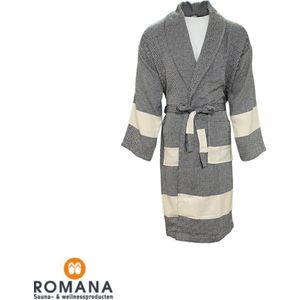 Romana Products Hamam Diamond - Badjas Unisex - Kamerjas - Ochtendjas - Zwart - Maat S/M - Katoen