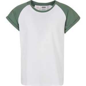 Urban Classics - Contrast Raglan Kinder T-shirt - Kids 122 128 - Wit Groen
