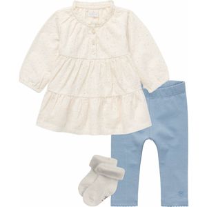 Noppies - Kledingset - 3 delig - Jurk Sallisaw Turtledove - Legging Las Vegas Ashley blue - 1p sokjes - Maat 80