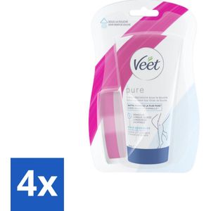 4 x Veet - Ontharingscrème - Gevoelige Huid In Douche - Gemakkelijk Gebruik - 150 ml - Ontharingscrème - Ontharen - Gevoelige Huid - Ontharingscrème Douche - Silk & Fresh