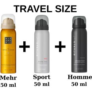 Rituals - Combi Set - Travel Shower Gels - Sport 50 ml + Homme 50 ml + Mehr 50 ml + Gift bag - 3X 50 ml = 150 ml - Douche gels - Doucheschuim - Travel size
