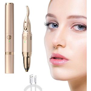 CHIWIN Elektrische Wimperkruller 2 in 1 - met Wenkbrauwtrimmer - Oplaadbare Wimperkruller met 2 Temperatuurstanden en Type-C - Snelle Verwarming in 20s - Draagbare Wimperkruller voor Natuurlijk Krullende Wimpers - Champagne Goud