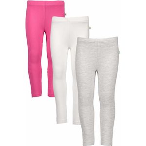 Blue Seven 3 pack BIO BASIC zomer Legging Roze, Wit, Grijs - Maat 104