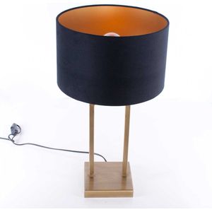 Landelijke tafellamp Veneto | 1 lichts | zwart / brons / bruin / goud | metaal / stof | Ø 30 cm | 55 cm hoog | tafellamp | modern / sfeervol / klassiek design