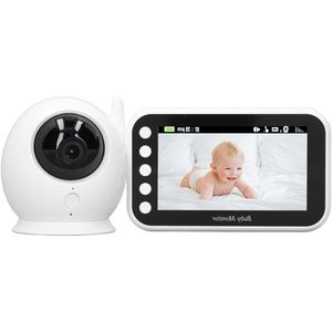 43 Inch LCD-scherm Babyfoon met Volumeregeling, Camera, Tweerichtingsgesprek, 360 Graden Rotatie en 8 Slaapliedjes voor Thuis (EU-stekker)