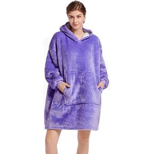 Pullover sweatshirt met capuchon badjas deken hoodie deken sweatshirt flanel hoodies - lila