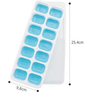Home Garden Fun - Ijsblokjesvorm Met Deksel - Blauw / Groen - Ijsvormpjes Siliconen - IJsblokjes Maker - 14 stuks