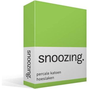 Snoozing - Hoeslaken  - Eenpersoons - 90x210 cm - Percale katoen - Lime