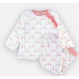 Noukie's - Pyjama - Velour - Meisje - Creme / roze - Snoet poes - 4 jaar 104