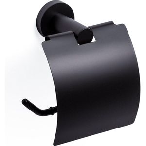 Ozean Eternal toiletrolhouder - Met klep - Rond - Mat zwart