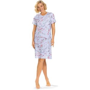 Ascafa Nachthemd 'Bloomy Morning' - Dames Nachtmode - Korte Mouw - Lavendel - Maat 42
