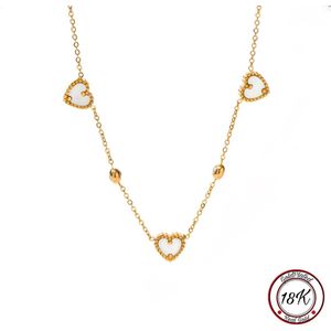 Borasi White Hearts Ketting | 18K Goldplated | RVS | Zirkonia Stenen | Dames Ketting | Vrouwen Ketting | Sieraden | Elegante Ketting | Verjaardag Cadeau