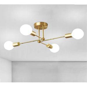 Industriële Plafondlamp - 4 E27-Lampen Kroonluchter van Gouden Ijzer - Retro Sputnik Plafondlamp - Verstelbare Vorm - Luxe Plafondlamp – Goudenlamp