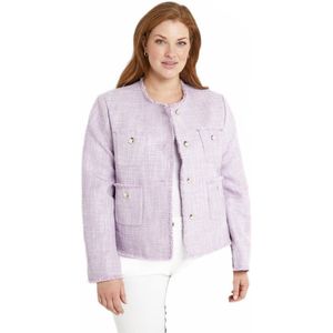 Kort jasje zonder kraag zonder knopen in effen geweven stof