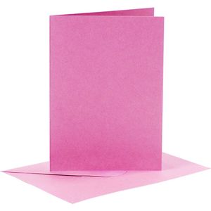 Creotime Kaarten Met Enveloppen 10,5 X 15 Cm 6 Stuks Roze