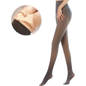 Fleece Panty van SupplyU - Thermo Panty M/L - Beige Doorschijnend - Fleece Panty - Warme Panty - Fleece Legging