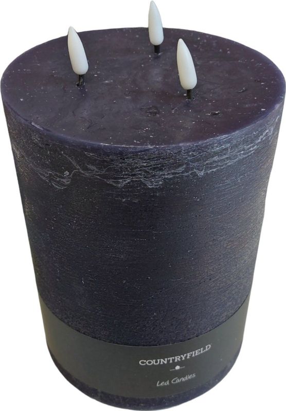 Zwarte 3 pits led kaars, XXL Led kaars, Zwarte led kaars, Zwarte kaars met 3 lontjes, Zwarte kaars, Kaars , Led