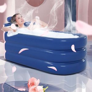 Opblaasbaar Bad – Opvouwbare Draagbare Badkuip voor Binnen & Buiten – Ice Pod Koud Water Bad – Comfortabele Hoofdsteun & Lendensteun – Met Zijvak – Voor Volwassenen & Familie SPA – PVC – Multicolour – MedahomeStore