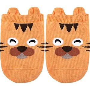 Babysokjes Tijgertje |  Baby Maat 0-3 maanden | Anti-Slip | 100% Katoen | Oranje