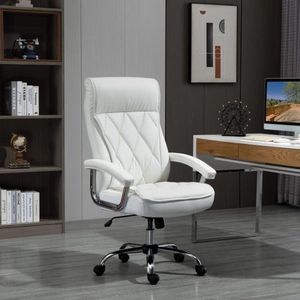 Bureau stoelstoel stoel ergonomisch ergonomisch met schommelfunctiehoogte verstelbaar diamantpatroon wit 66x69x121 cm