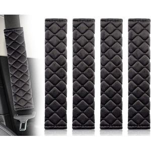Set van 4 comfortabele gordelkussens voor auto van zachte schouderbekleding die zorgt voor extra comfort en bescherming tijdens het rijden