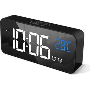 Digitale Wekker met Temperatuur, Snooze en 10 Geluiden - Verstelbare Helderheid en Volume, Stembediening