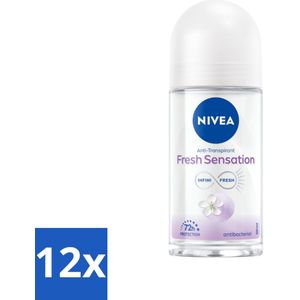 NIVEA - Deodorant Roller - Frisse Sensatie - 72 Uur Anti-Transpirant - 50 ml - Voordeelverpakking - 12 stuks