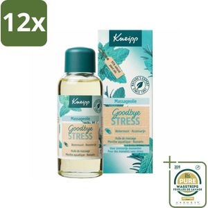 Kneipp - Massageolie - Goodbye Stress - Watermunt & Rozemarijn - 100 ml - Voordeelverpakking - 12 stuks - Stressvermindering - Rozemarijn
