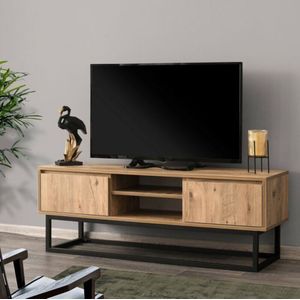 Asir Tv -stand - Zwart Pijnboom - 140 x 50 x 40 cm