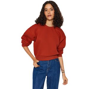 Trendyol Fuchsia Relaxed Fit Cropped Basic Dikke Fleece Gebreid Sweatshirt Met Ronde Hals Twoaw24Sw00147
