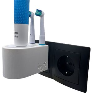 Plugware Oral-B Elektrische Tandenborstelhouder- Opzetborstelhouder - Wit - Kabelloos opladen - Badkamer accessoires - zonder boren