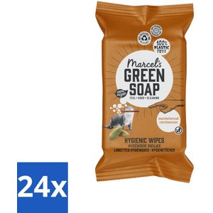 Marcel's Green Soap - Schoonmaakdoekjes - Sandelhout & Kardemom - Plantaardige vezels - 60 Doekjes - Voordeelverpakking - 24 stuks