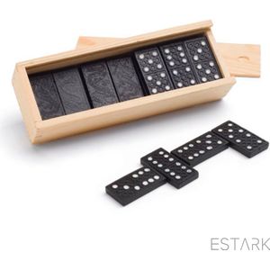 ESTARK® Domino Spel - Houten Domino Game - Luxe edition - 30-delig - in houten kistje - met spelregels - 16CM - Spel Dominostenen - Gezelschapsspel - DOMINO