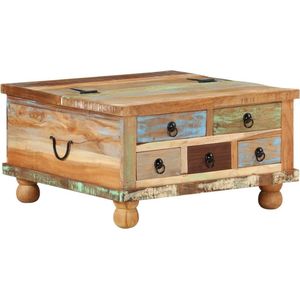 The Living Store Salontafel Industriële Stijl - 70 x 70 x 38 cm - Gerecycled Hout