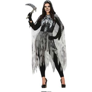 Guirca - Spook & Skelet Kostuum - Jagen Op Vers Bloed Spook - Vrouw - Zwart, Grijs - Maat 42-44 - Halloween - Verkleedkleding