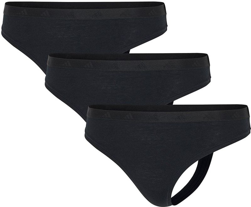 Adidas - LOW RISE THONG (3PK) - Sport Active Essentials Cotton - Slips Vrouwen - zwart