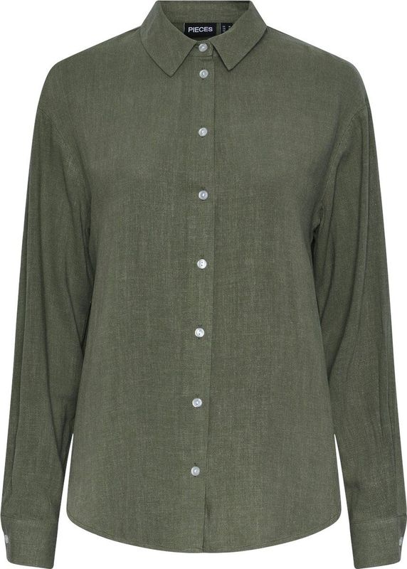PIECES Pcvinsty Ls Shirt Noos Blouse voor dames, diep lichen green, M