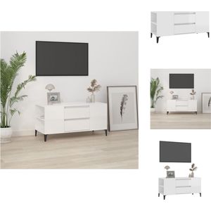 vidaXL TV-meubel Industrieel - 102 x 44.5 x 50 cm - Hoogglans wit - Kast