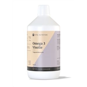 Vital Nutrition Omega 3 Visolie Triglyceriden - Vloeibaar - EPA (712 mg) & DHA (475 mg) - Natuurlijke framboossmaak - Onafhankelijk getest - 250 ml