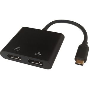 Deltaco USBC-2DP USB-C naar 2x DisplayPort Adapter - MultiStream - 2x 4K/60Hz - Zwart