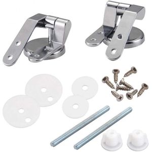 KZQ Wc Bril Scharnieren - Toiletbril Scharnier Set - Scharnier Vervangset - Duurzaam - Vervangende Scharnieren Voor Wc - Zinklegering - Inclusief Bevestigingsmateriaal - Rvs Staal Wc - Bril Bevestigingsset - Bevestigingsgarnituur Closetzitting