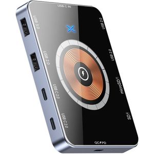 CHIWIN 10-in-1 Laptop Dockingstation USB-C Hub – Magnetisch Draadloos Opladen 15W – USB 3.0 & 2.0 Poorten – SD & TF Kaartlezer – Compatibel met Windows en Mac