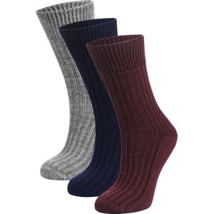 Lavendel 3 Paar Luxe MERINO Wol Sokken Dames, Donkere Kleur / 36-40