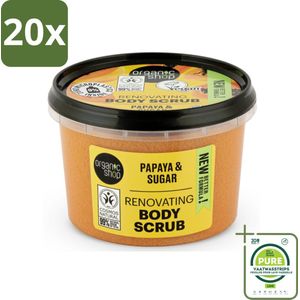 20 x Organic Shop - Body Scrub Papaya - Exfoliërend en Hydraterend - 250 ml - Grootverpakking - Lichaams Scrub - Papaja Scrub - Exfoliërende Scrub - Hydraterende Scrub - Organische Scrub