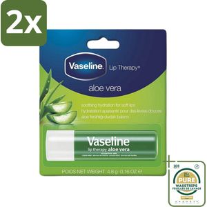 Vaseline - Aloe Vera - Lip Therapy Stick - Glans & Verzachtend - 4.8 g - Voordeelverpakking - 2 stuks - Droge lippen verzorgen - Aloë vera lippenbalsem